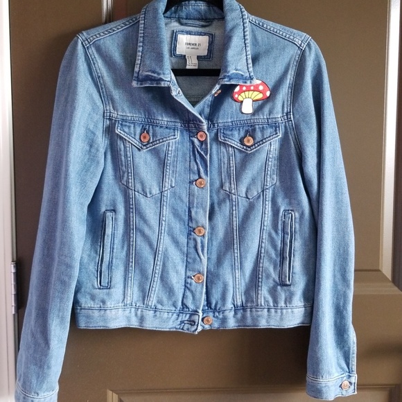 Forever 21 Jackets & Blazers - Mushroom patch Jean Jacket Forever 21 denim rare